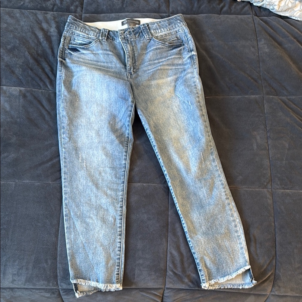 Democracy Blue Denim Jeans with Frayed Hem
